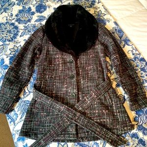 Pea Coat with Faux Fur